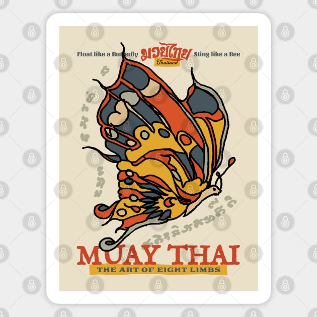 Muay Thai Tattoo Butterfly Magnet by KewaleeTee